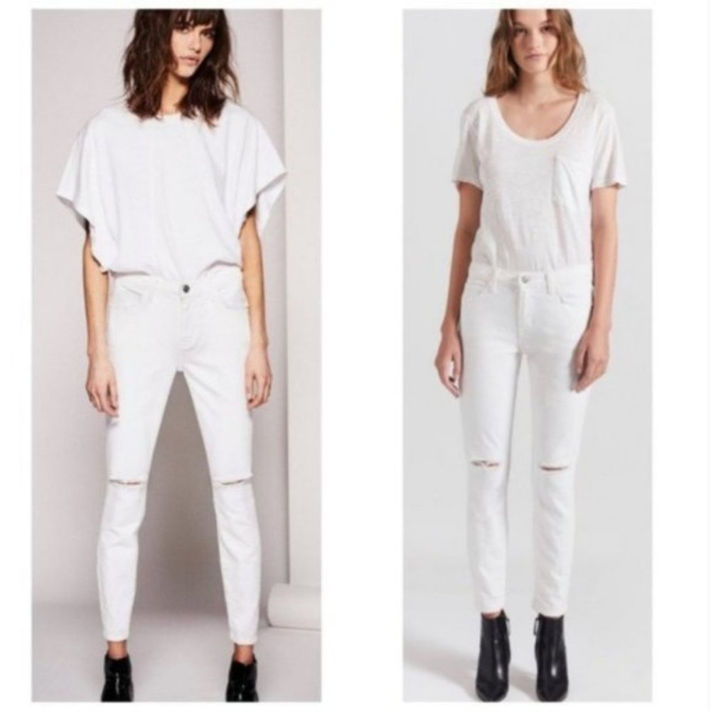 Current/Elliott The High Waist Stiletto White Jean Size 28 Denim Jeans